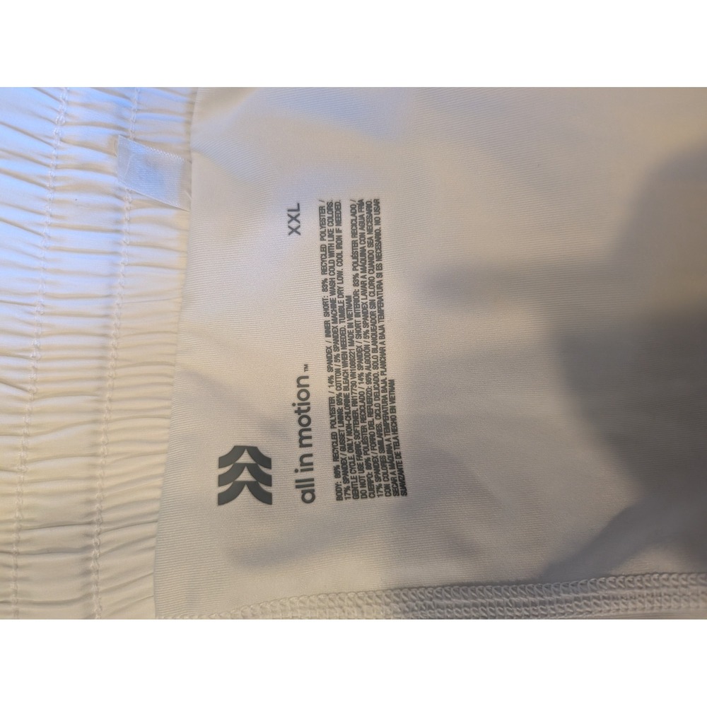 White Double Layer Athletic Running Shorts with Phone Pocket and Drawstring - Picture 5 of 5